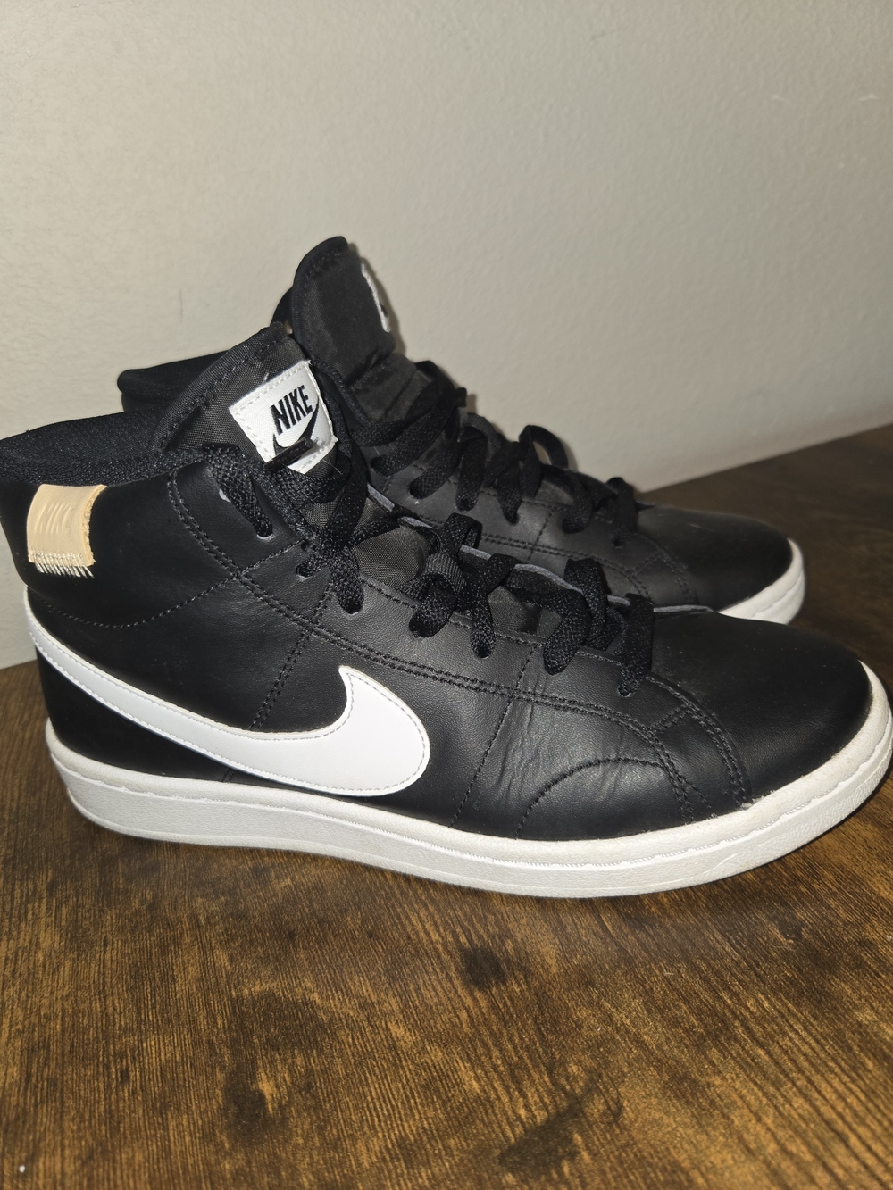 Nike Womens  Black and White High-Top Sneakers